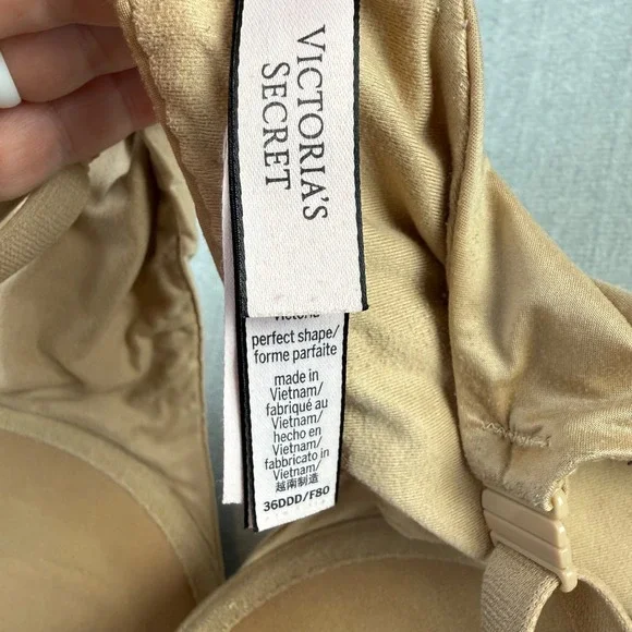 Victoria's Secret Perfect Shape Full Coverage Bra Tan Nude 36DDD F80 Underwire - Picture 4 of 5
